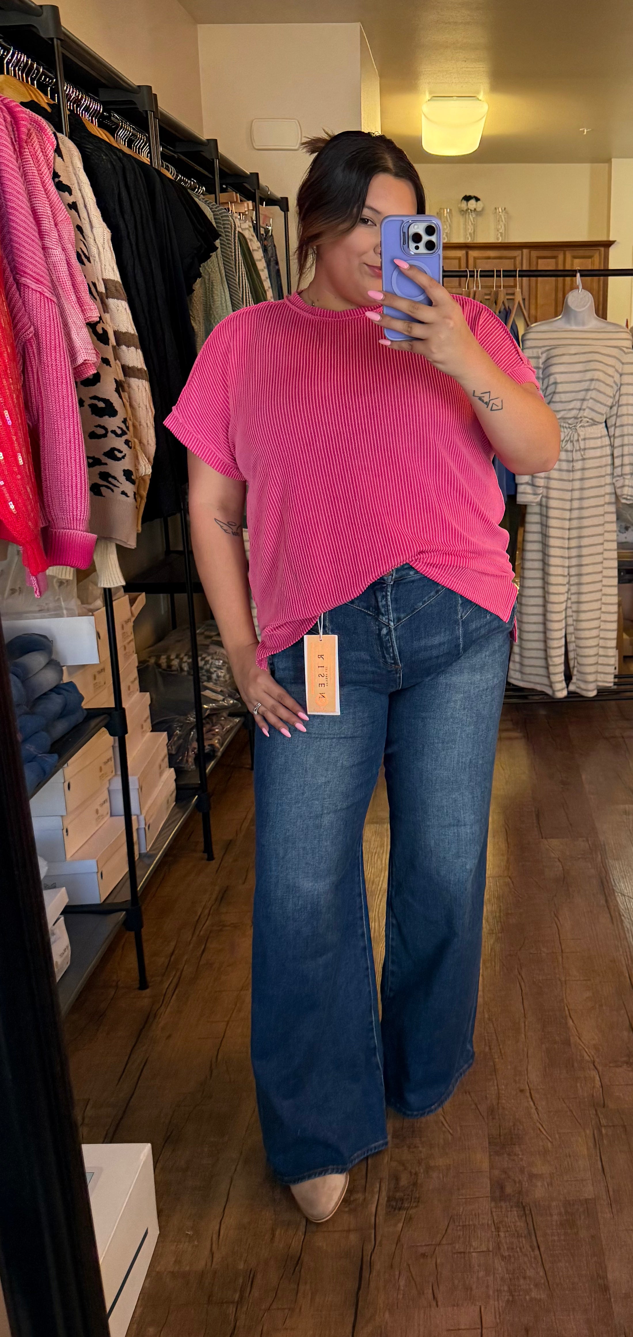 Crinkle Rib Knit Tee