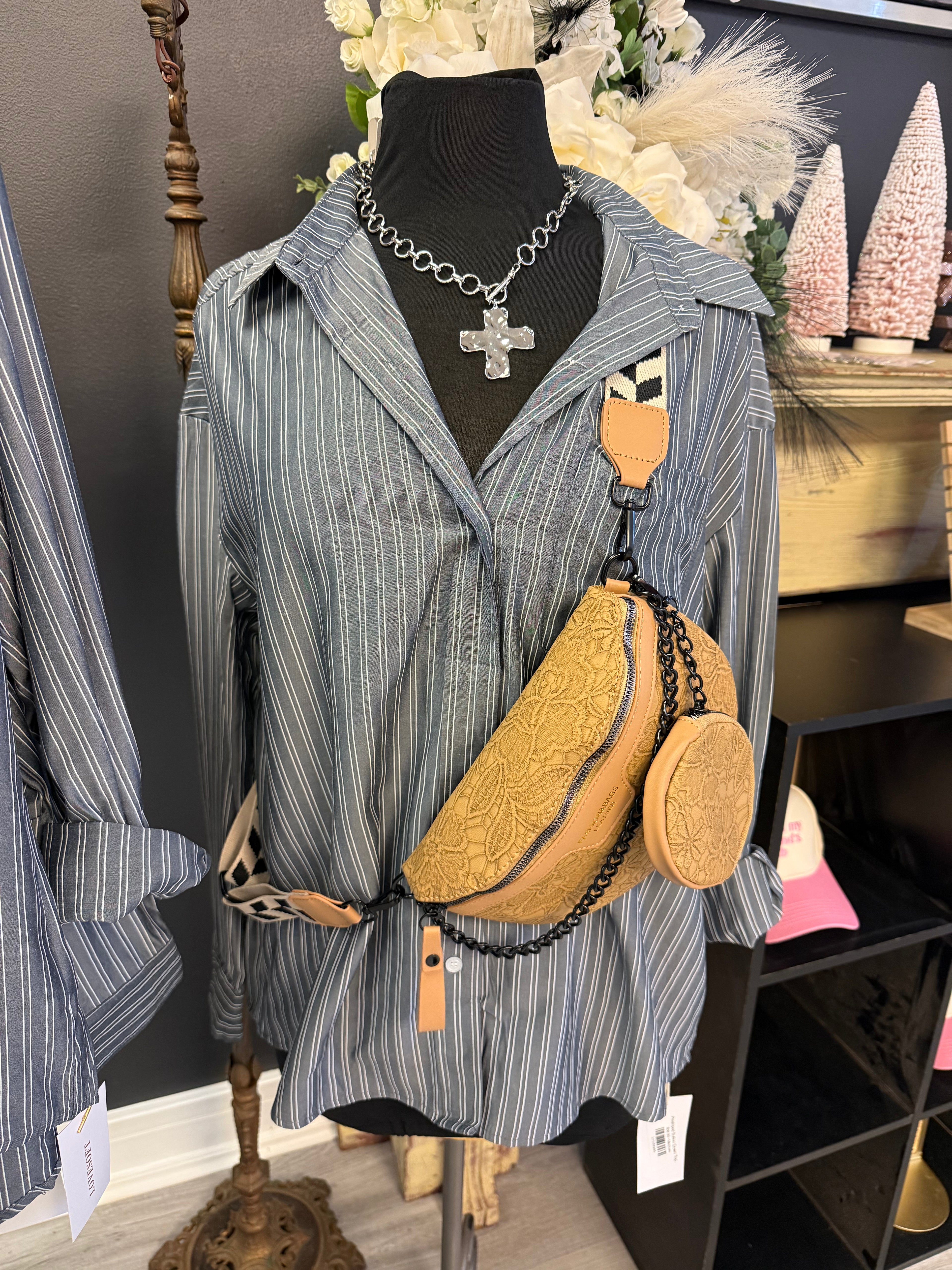 Pinstriped Button Down Top