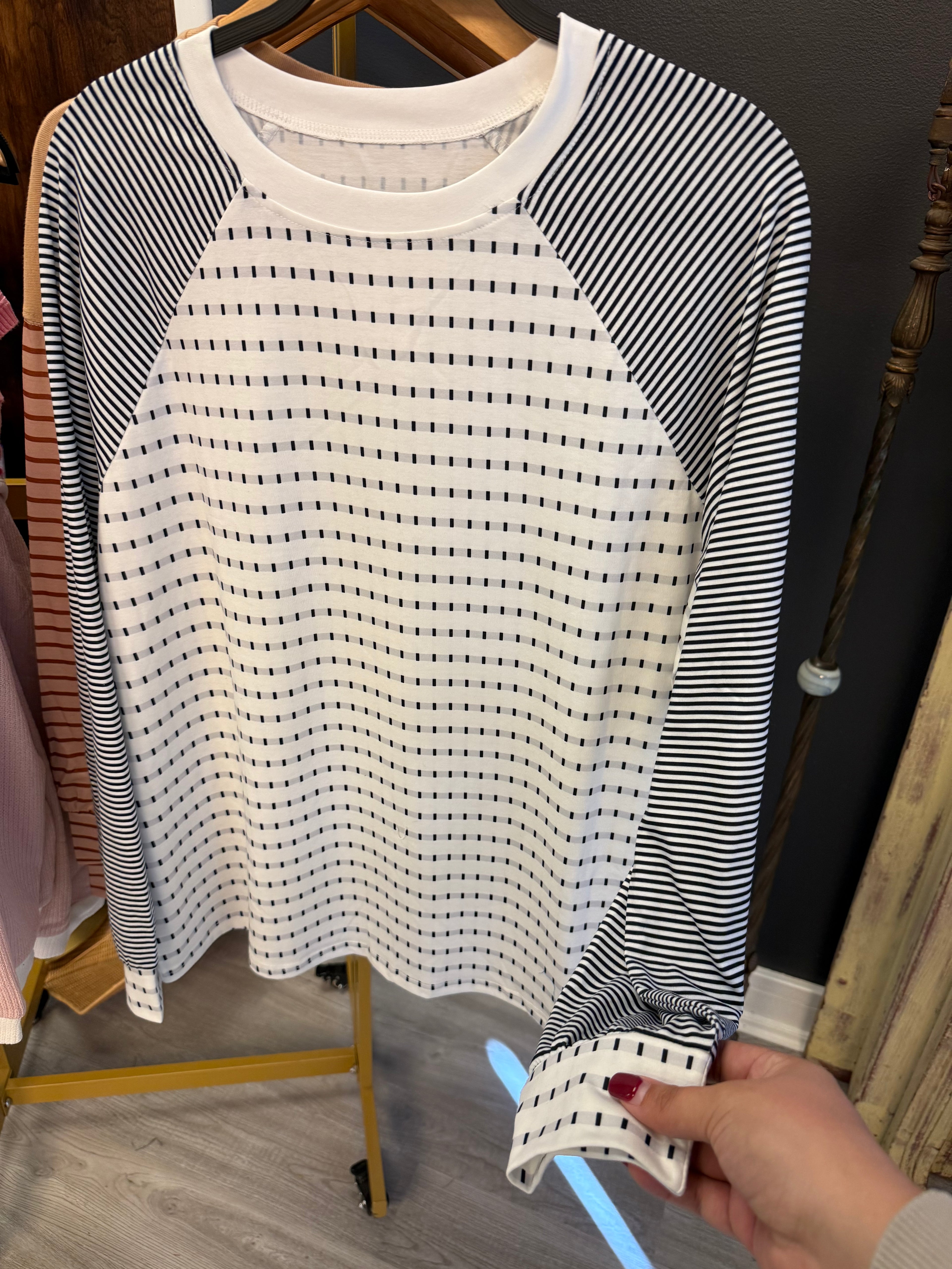 Raglan Patchwork Long Sleeve Tee