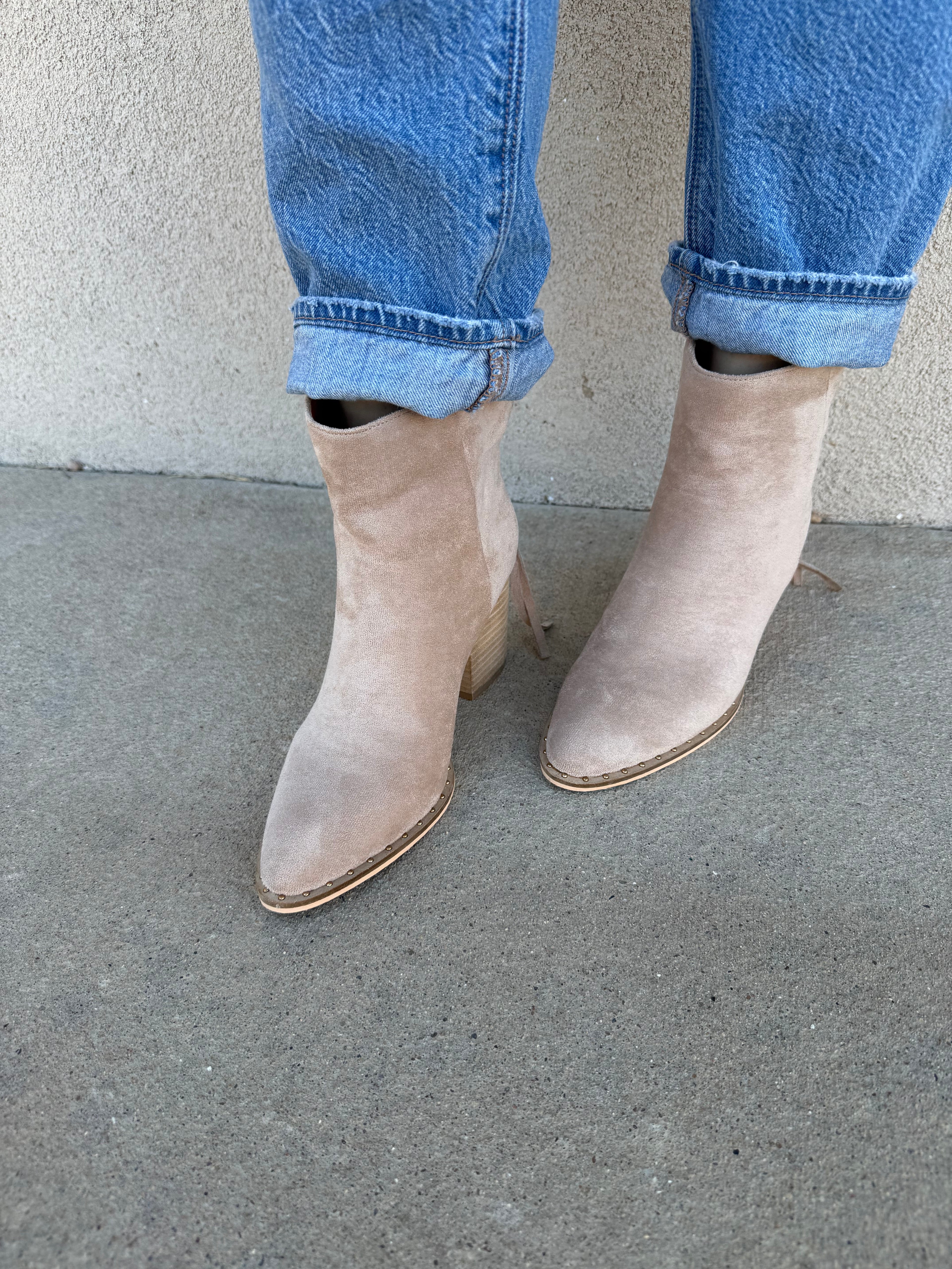 Suede Taupe Ankle Booties