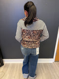 Leopard and Striped Button Down Top