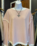 Pink and White Knit Top